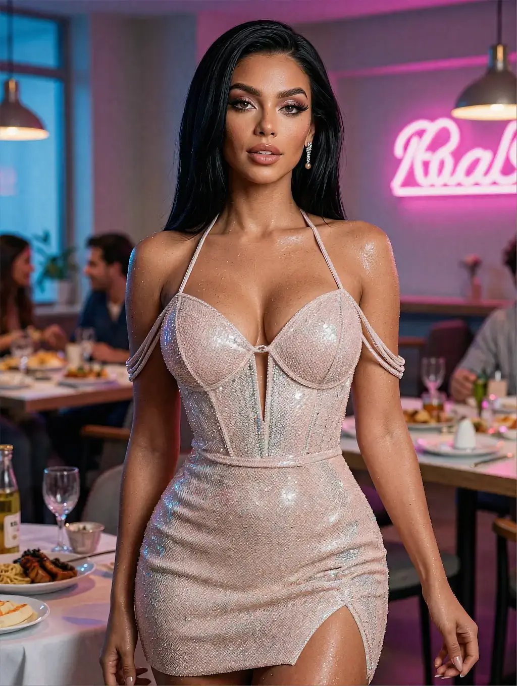 Fictional AI character featured on the second landing page, in daylight