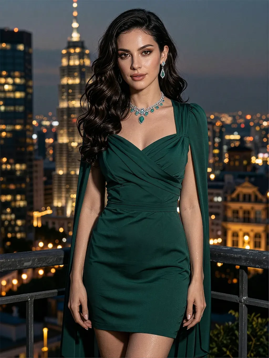 Fictional AI character featured on the second landing page, on a balcony